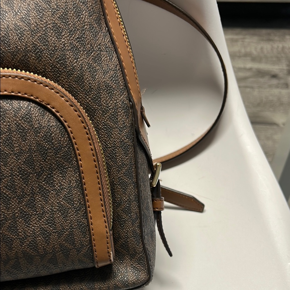 Michael Kors Brown Monogram Backpack with Gold Hardware - Picture 7 of 16